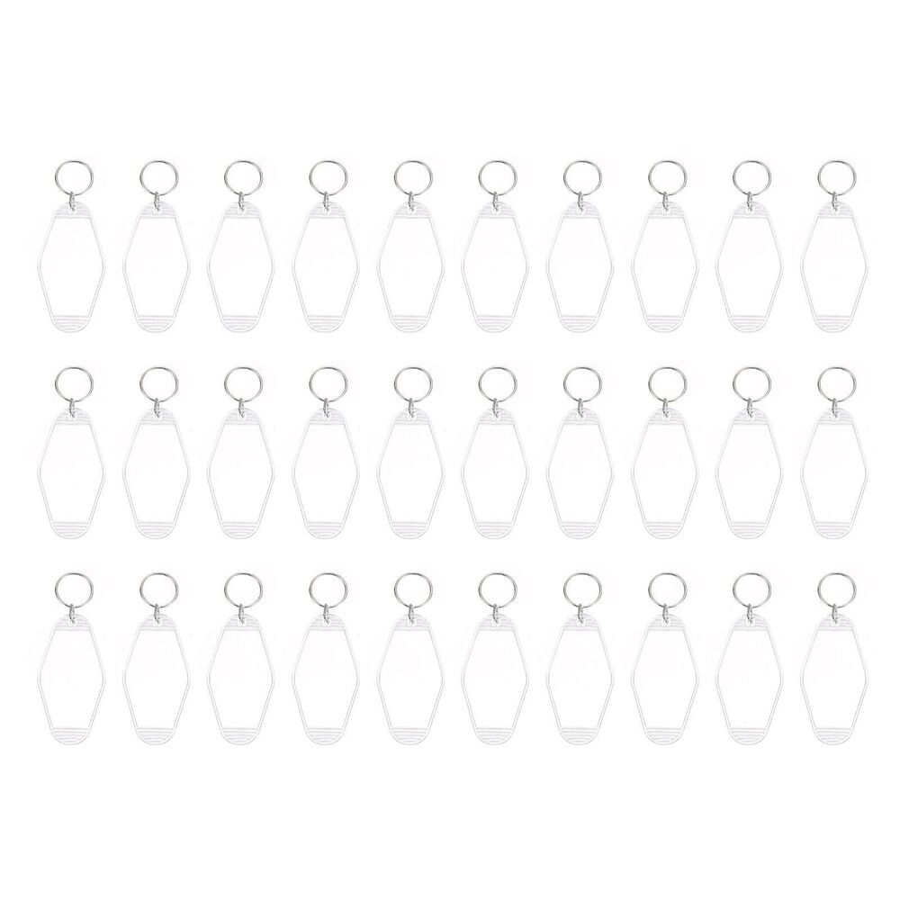 3967 Vintage Motel Keychain, 30 Pack Blank Hotel Keychains Rhombus Retro